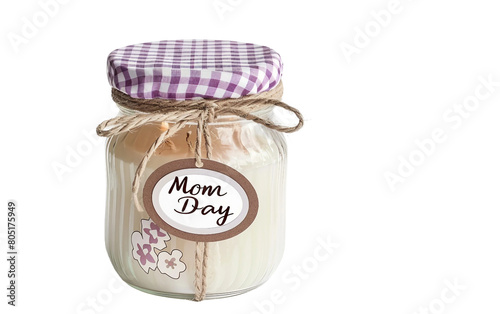 Mother's Day Scented Candles in a Jar Isolated on Transparent Background PNG.