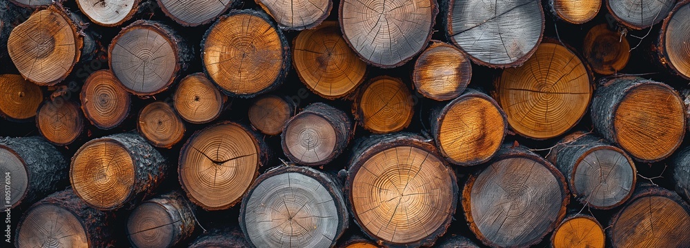 enormous pile of varying-sized wooden logs. the camera in a round butt end. enormous pile of varying-sized wooden logs. the camera in a round butt end.