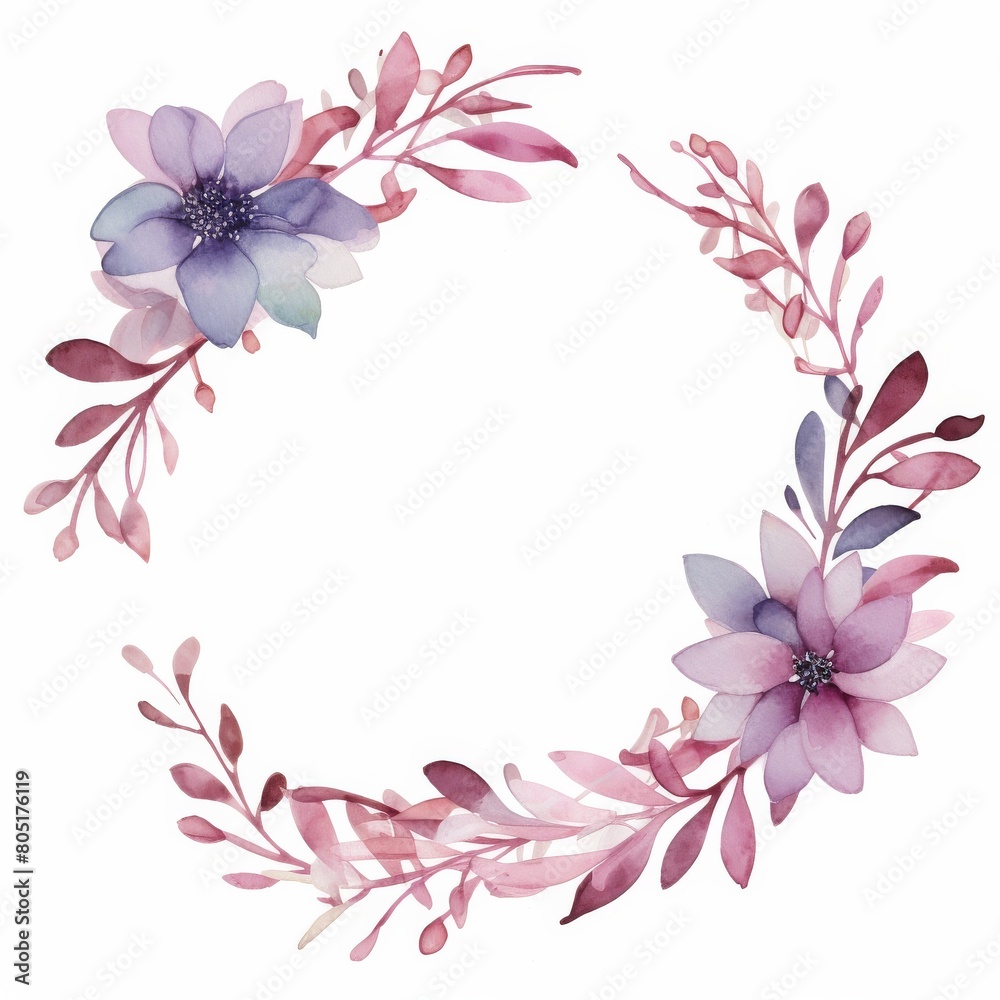 A Watercolor Painting of a Wreath of Flowers