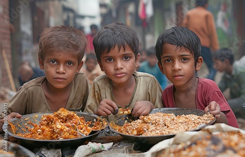 Children and adults from dirty slums  hunger poverty  the world s largest socially silent problem