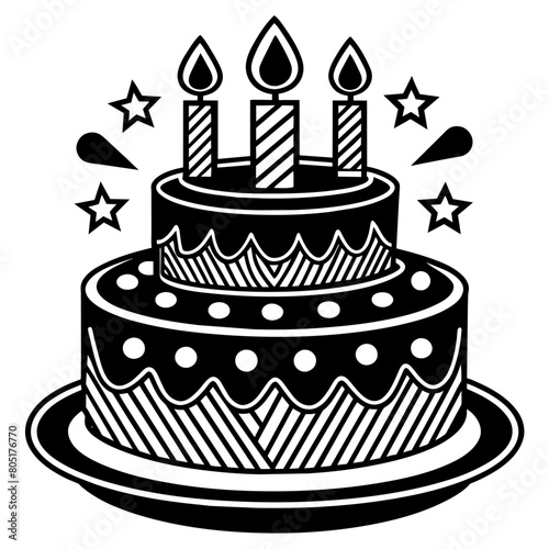 Find joy in every slice with our vibrant birthday cake vector illustration, perfect for adding sweetness to your designs.