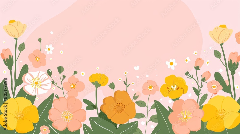 A bouquet of flowers against a pink backdrop Space provided for text or insertion of image on card or brochure A bouquet of flowers against a pink backdrop Space provided for text or insertion of image on card or brochure