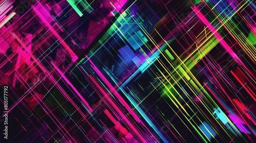 Immerse in the vibrant glow of a neon abstract texture background featuring mesmerizing geometric lines  Ai Generated.