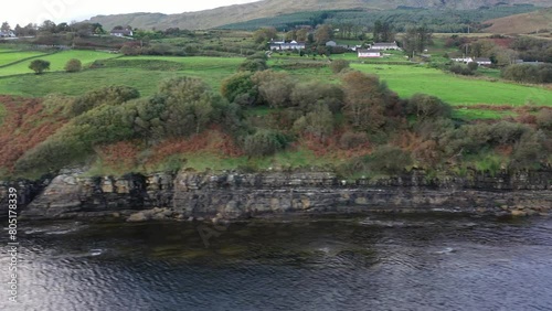 Aerial view of the beautiful Donegal coast by Largy at the secret waterfall - Ireland photo