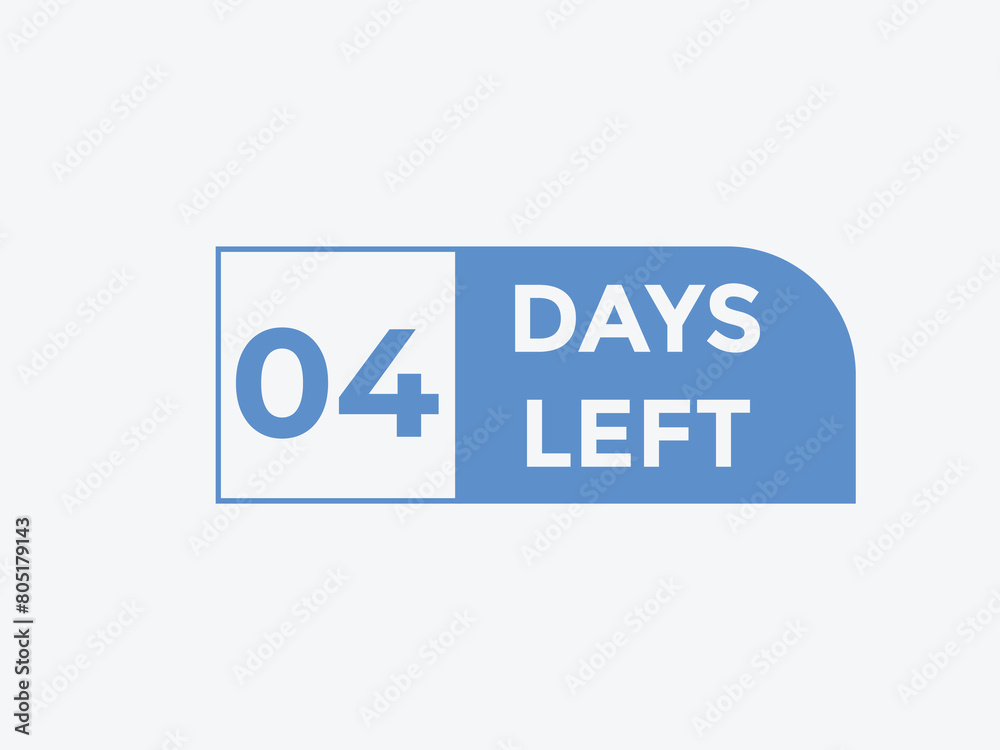 Fototapeta premium 4 days to go countdown template. 4 day Countdown left days banner design. 4 Days left countdown timer 