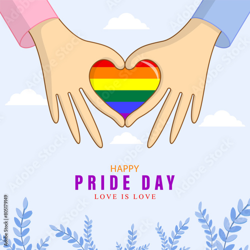 Vector illustration of Happy Pride Month social media feed template