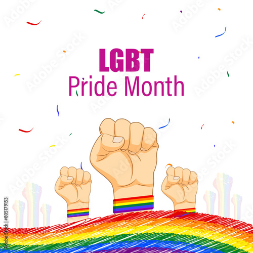 Vector illustration of Happy Pride Month social media feed template