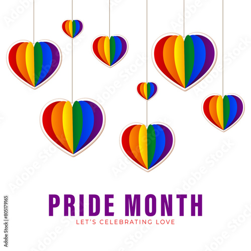 Vector illustration of Happy Pride Month social media feed template