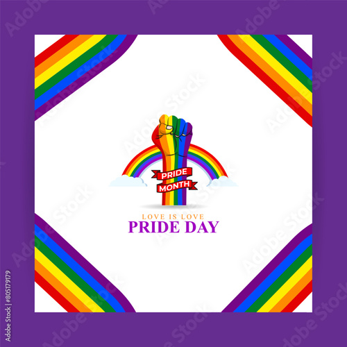 Vector illustration of Happy Pride Month social media feed template