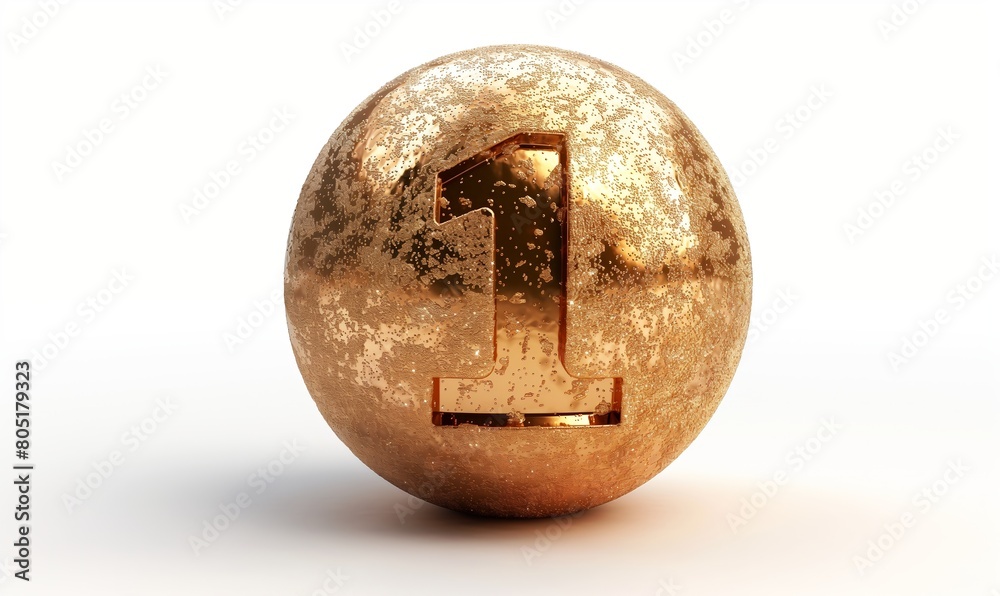 Golden ball with a number on a white background. Golden ball with a number on a white background.