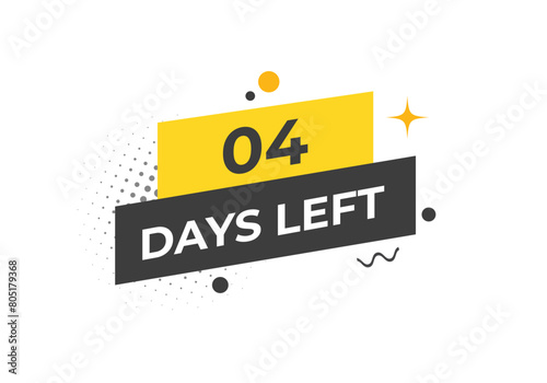 4 days to go countdown template. 4 day Countdown left days banner design. 4 Days left countdown timer
