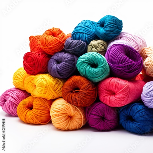 Pile of Multicolored Skeins of Yarn