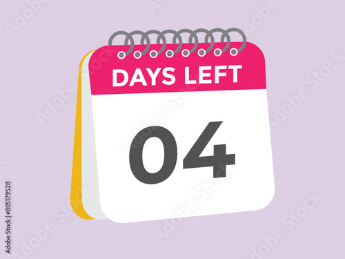4 days to go countdown template. 4 day Countdown left days banner design. 4 Days left countdown timer
