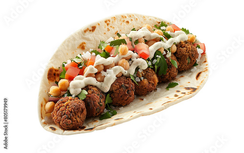 Tantalizing Tzatziki Twist in a Falafel Taco Isolated on Transparent Background PNG.