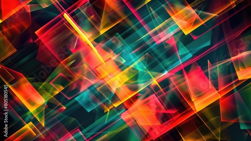 Immerse in the vibrant glow of a neon abstract texture background featuring mesmerizing geometric lines, Ai Generated.