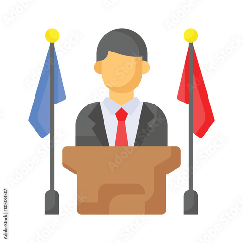 Visually appealing icon of prime minister in trendy style, ready for premium use