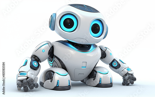 The robot appears to be in a passive state Minimalist Toy Bot Intelligent Home Protection Robot Child Isolated © ammad