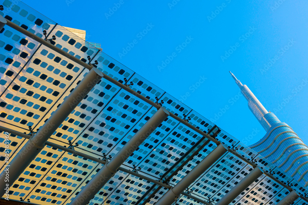 custom made wallpaper toronto digitalSkyscraper with Sunlight in Milan, Italy.