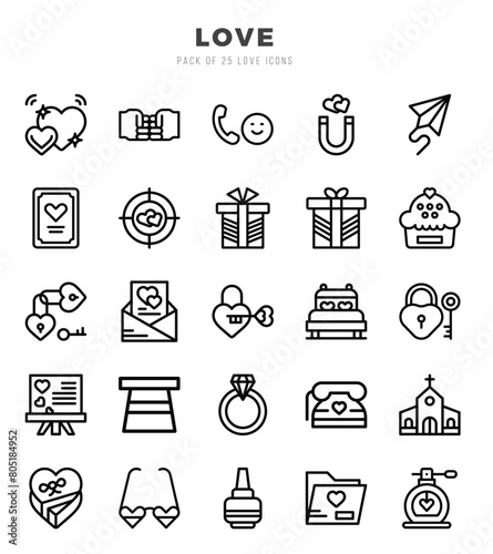 Love Lineal icons collection. Lineal icons pack. Vector illustration