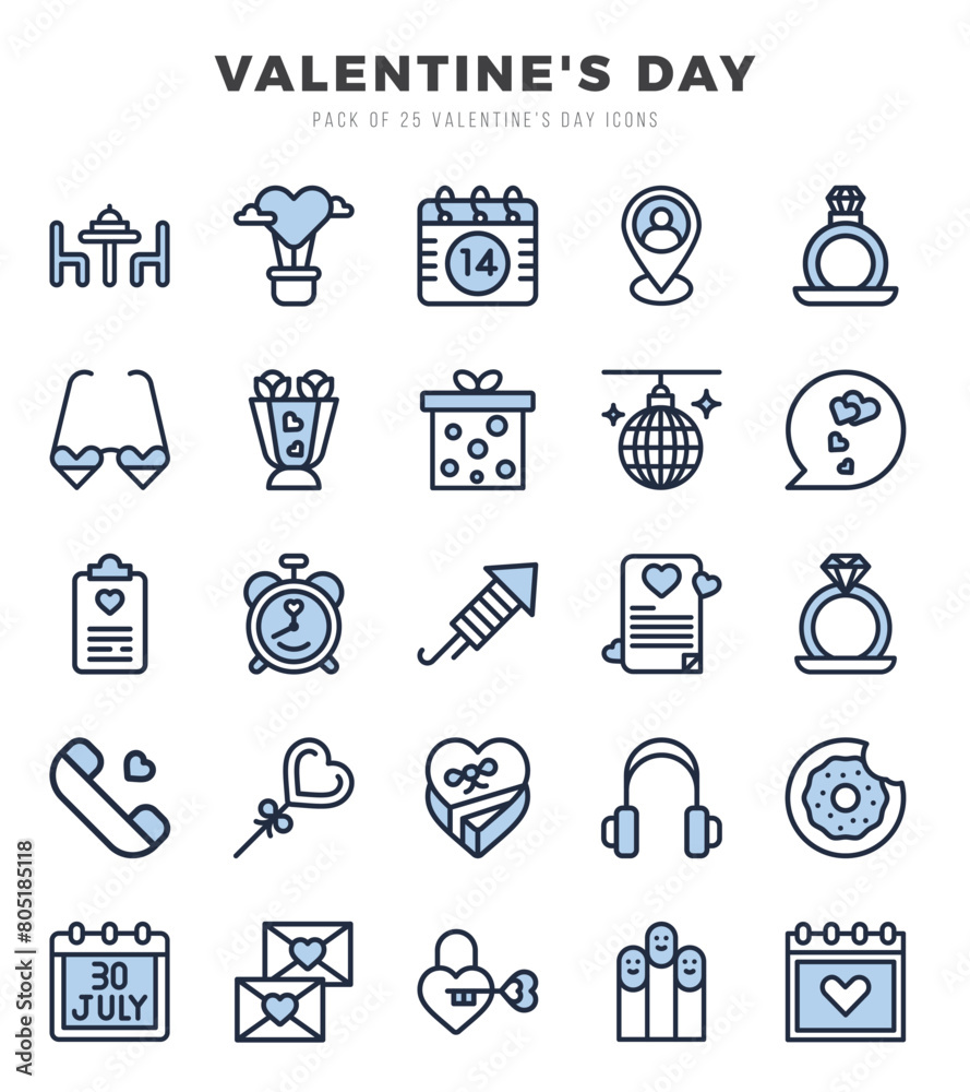 Valentine'S Day Icon Pack 25 Vector Symbols for Web Design.