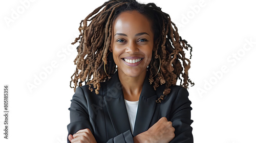 Black businesswoman isolated on a transparent background, PNG, Ai, High Quality 
