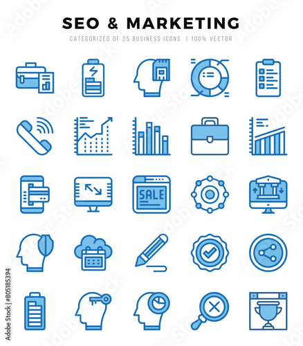 SEO & Marketing icons set. Vector illustration.