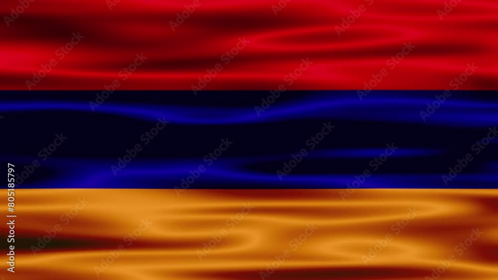 Flag of Armenia waving on a loopable 4K animation. Armenia flag video waving in wind. Realistic Armenian Flag background. Armenia Flag Looping Closeup. Armenian national Sign.