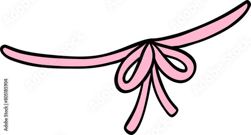 Retro coquette pink bow necklet cartoon doodle photo