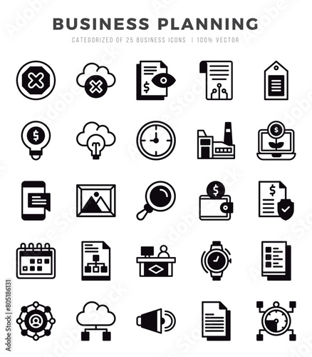 Business Planning Icons bundle. Lineal Filled style Icons. Vector illustration.