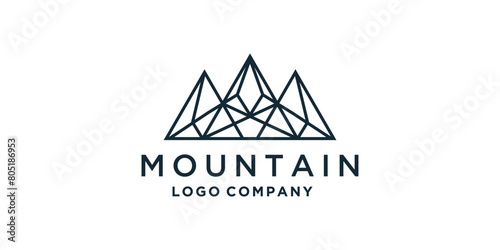 Landscape hills mountain Peaks Monoline logo design inspiration 