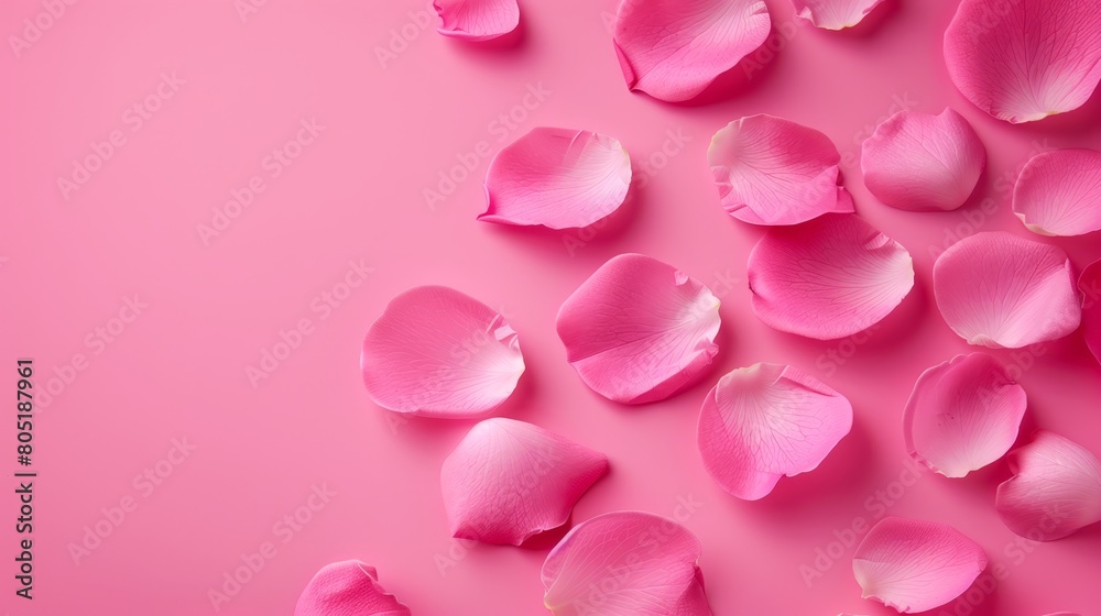   A tight shot of pink petals against a solid pink backdrop Ideal for placing text or an image on cards or brochures