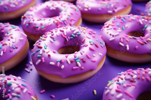 Unique Purple donuts food. Glazed pastry. Generate Ai © juliars