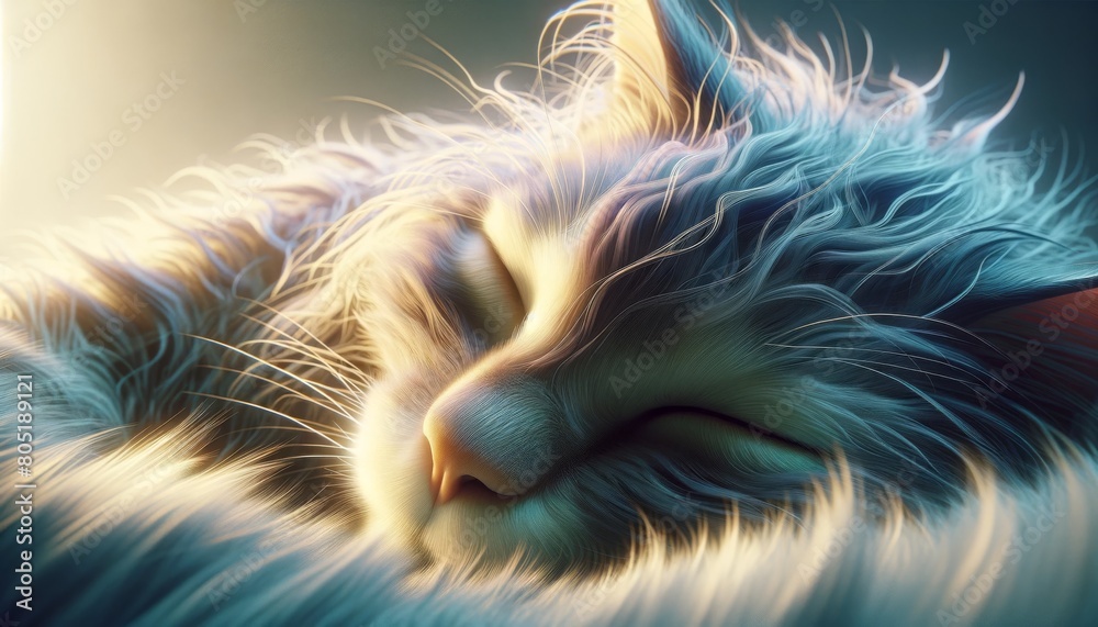 A cat is sleeping on a fluffy white blanket. The cat is curled up and has its eyes closed. A cat is sleeping on a fluffy white blanket. The cat is curled up and has its eyes closed.
