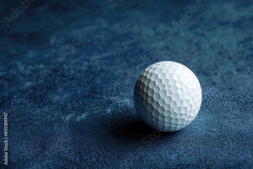 A white golf ball sitting on a blue surface. Perfect for sports and leisure concepts