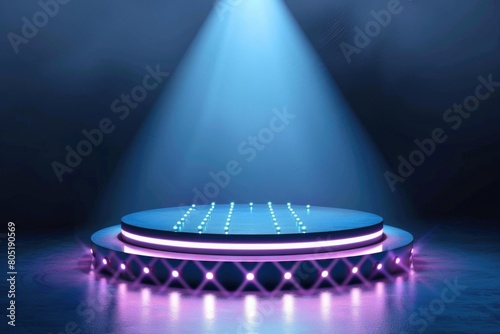 A stage with a bright light shining from it, suitable for various event concepts photo