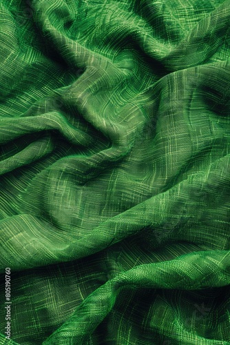 Detailed close-up of a green fabric texture, suitable for backgrounds or design elements