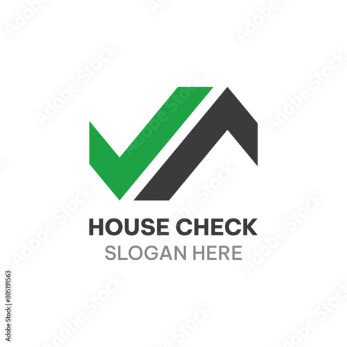 Modern check house logo template. Checklist icon and house logo concept