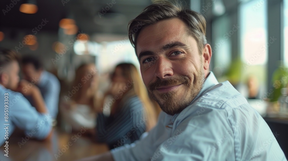 A man with a beard sitting at a table. Suitable for various concepts and designs A man with a beard sitting at a table. Suitable for various concepts and designs
