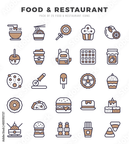 Set of Food and Restaurant icons. Vector Illustration.