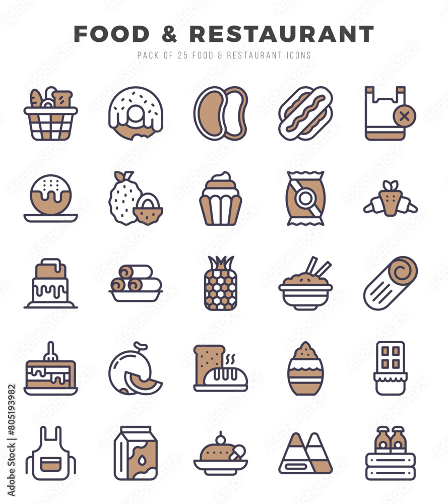 Food and Restaurant web icons in Two Color style. Food and Restaurant web icons in Two Color style.