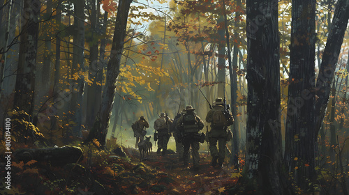 Thrilling Scene from the Tennessee Hunting Season in a Lush Autumn Forest photo
