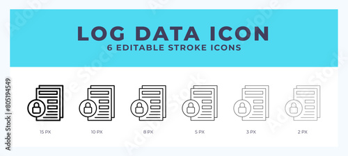 Log data icon with different stroke. Vector illustration.