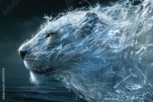 A creature made entirely of water  taking on various shapes  from a roaring lion to a gentle dove  vanishing into mist when startled.