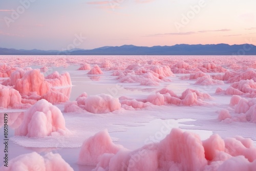 Rejuvenating Pink salt lake spa. Vacation beauty. Generate Ai photo