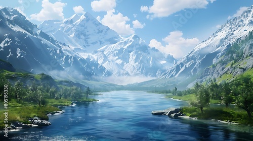 Behold the awe-inspiring beauty of snow-capped peaks and crystal-clear rivers, where nature's palette is on full display in stunning 8K detail. Experience the majesty of this ultra HD vista, 