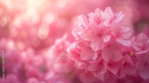   A close-up of a pink flower with a blurred foreground of pink flowers