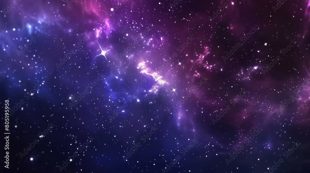 a background of stars in space, with a few purple and blue nebulae. The stars should be bright white or glowing with light effects, creating an ethereal atmosphere. a background of stars in space, with a few purple and blue nebulae. The stars should be bright white or glowing with light effects, creating an ethereal atmosphere.