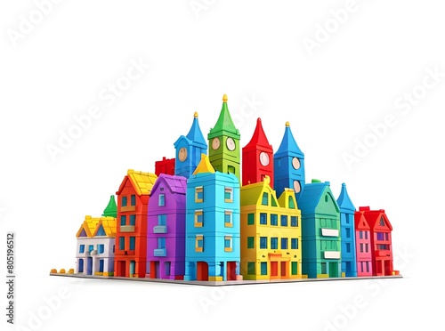 3D old town hall On Isolated white background generative Ai 