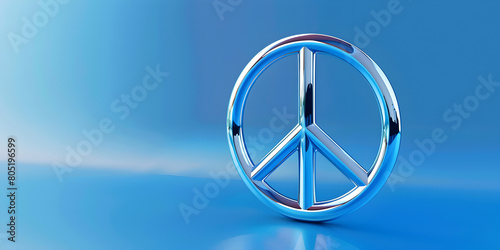 Peace sign Peace Symbol on sky blue surface and background . photo