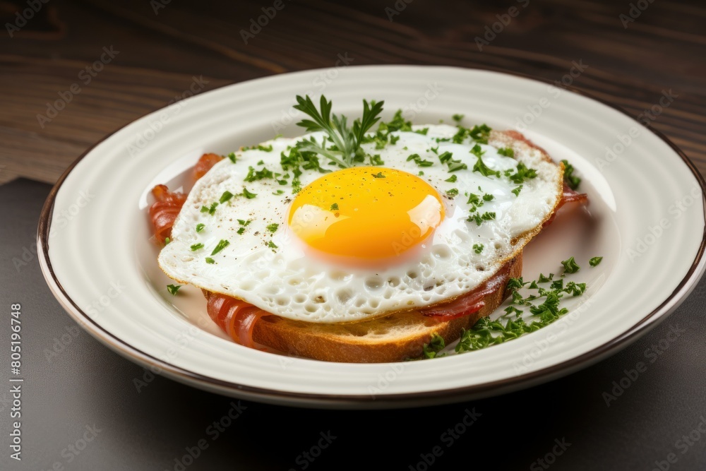 Aromatic Plate delicious fried egg breakfast. Fresh natural snack. Generate Ai Aromatic Plate delicious fried egg breakfast. Fresh natural snack. Generate Ai